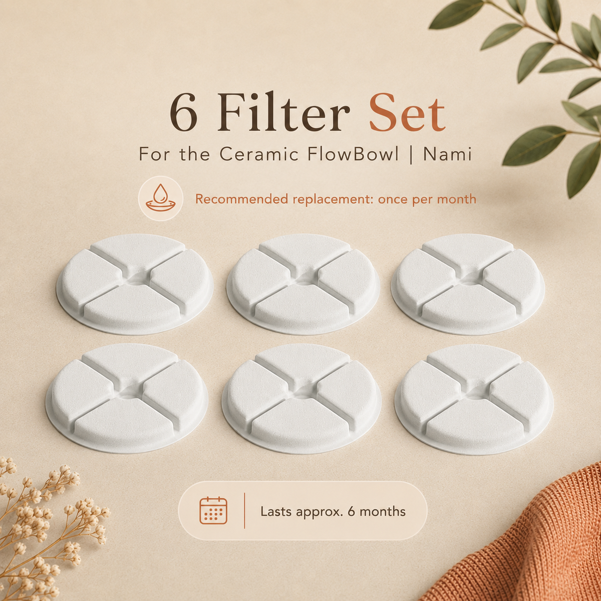 Vervangfilters voor de Nami FlowBowl kattenfontein