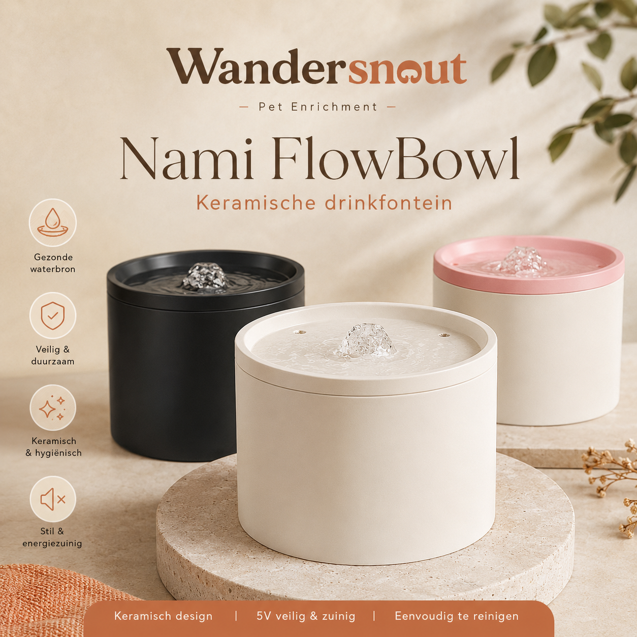 Nami FlowBowl | Keramische drinkfontein voor katten