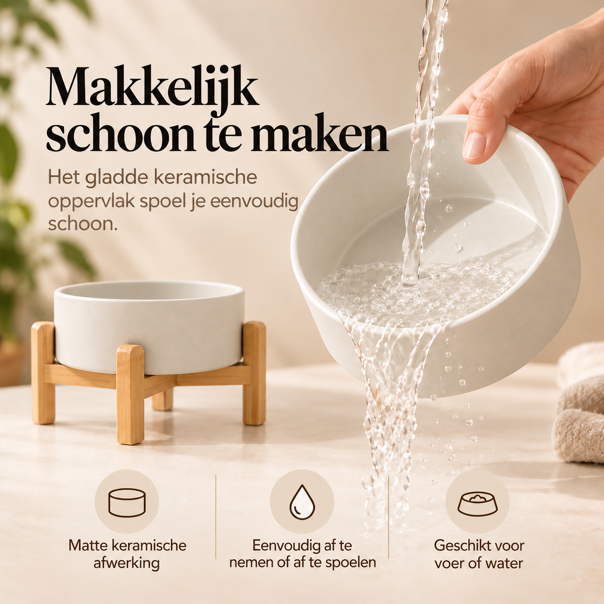 Kera keramische voerbak eenvoudig schoon te maken en af te spoelen