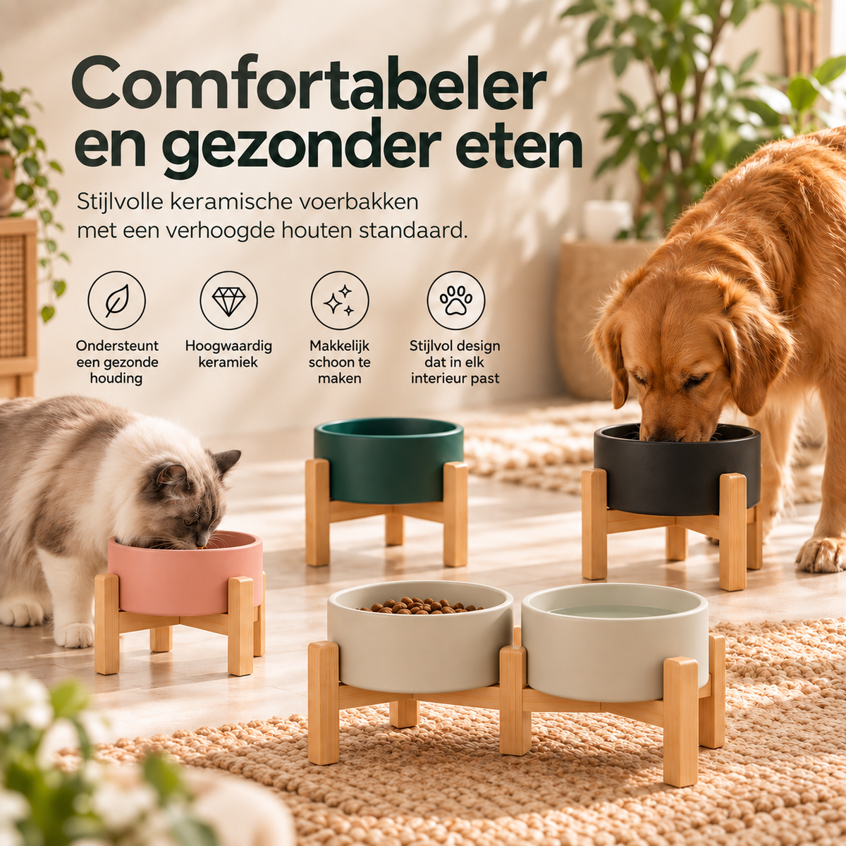 Kera Ceramic Bowl keramische voerbakken voor hond en kat in interieur