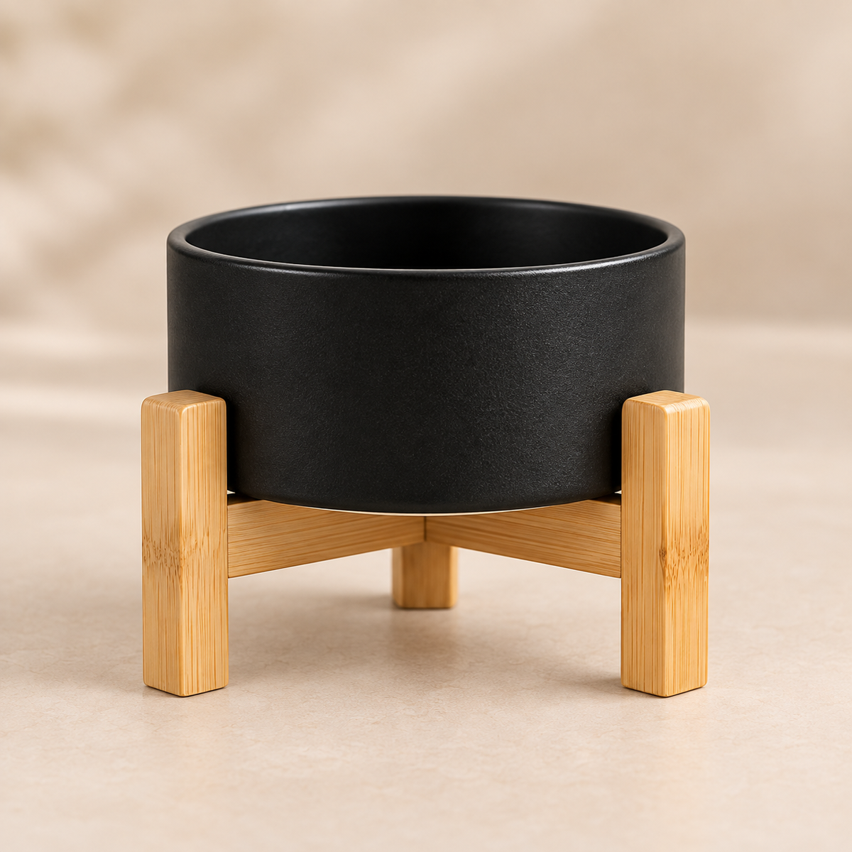 With wooden stand