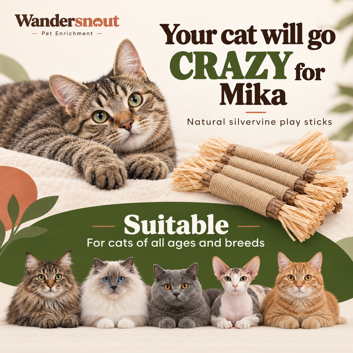 Mika silvervine sticks for cats - suitable for cats of all ages and breeds