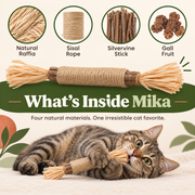 Mika silvervine stick materials: natural raffia, sisal rope, silvervine stick and gall fruit