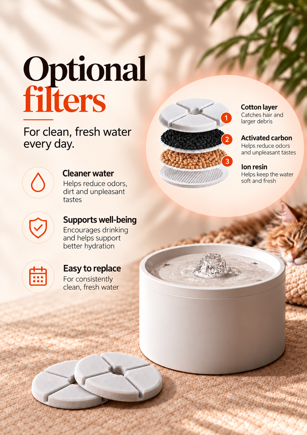 Nami FlowBowl optional filters for cleaner, fresher water