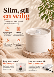 Nami FlowBowl automatische uitschakeling, stille werking en laag 5V stroomverbruik