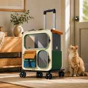 Nomad Duo beige groen als reistrolley met kat