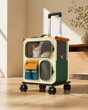 Nomad Duo transporttrolley voor katten met kat in de cabine
