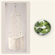 Elara Macramé Bed complete set met hangframe en groen bladkussen