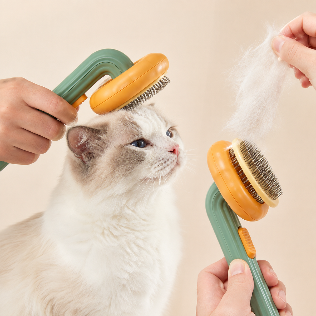 Wandersnout Pumpkin Brush showing the self-cleaning fur release function